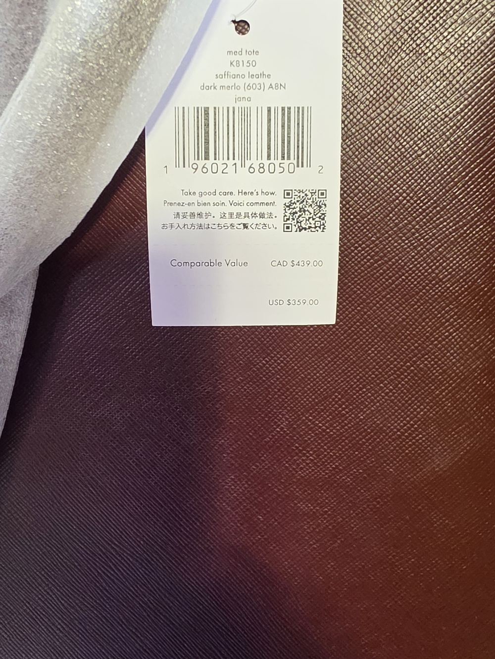 Kate Spade JANA tote Bag Burgundy - Picture 2 of 4